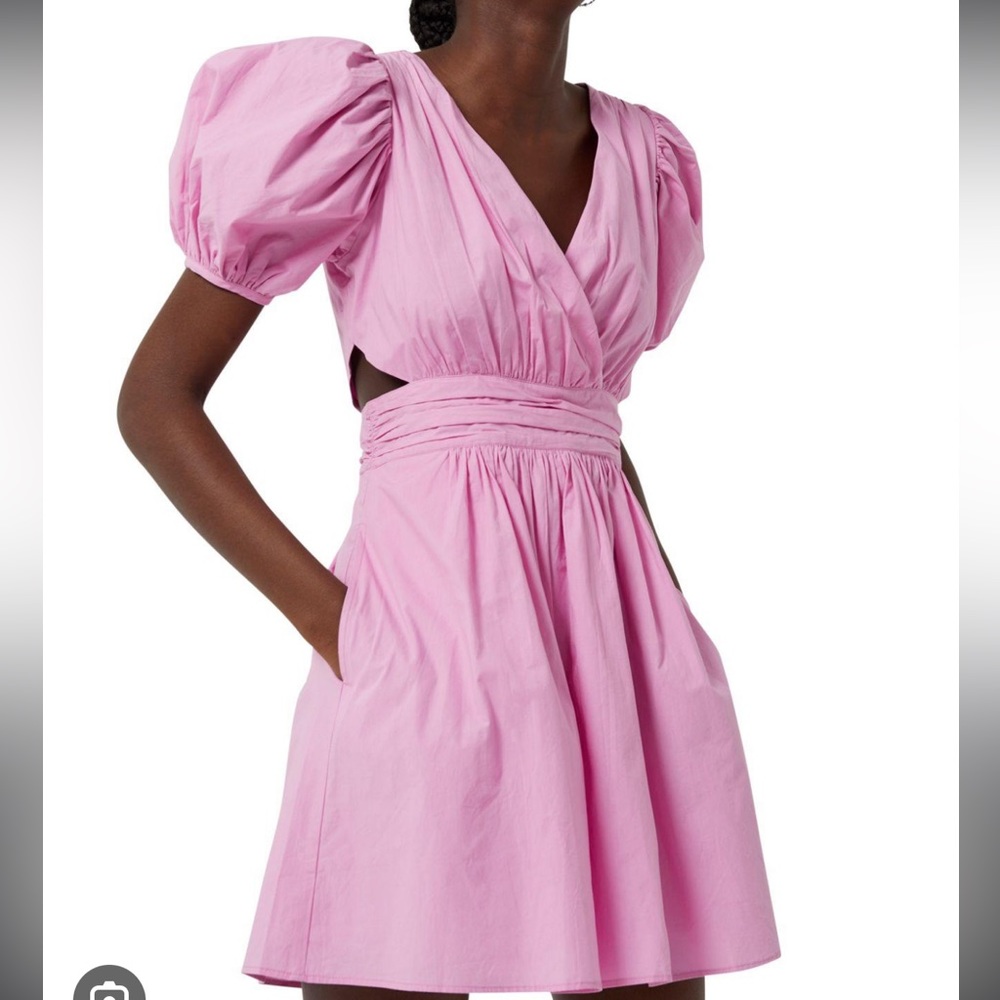 French Connection Pink Puff Sleeve Dress